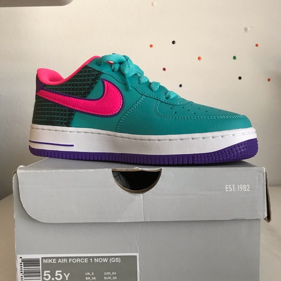 nike air force 1 teal and pink